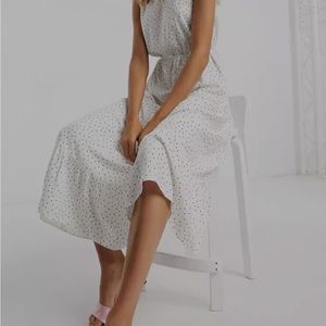 ASOS white black and yellow polkadot dress